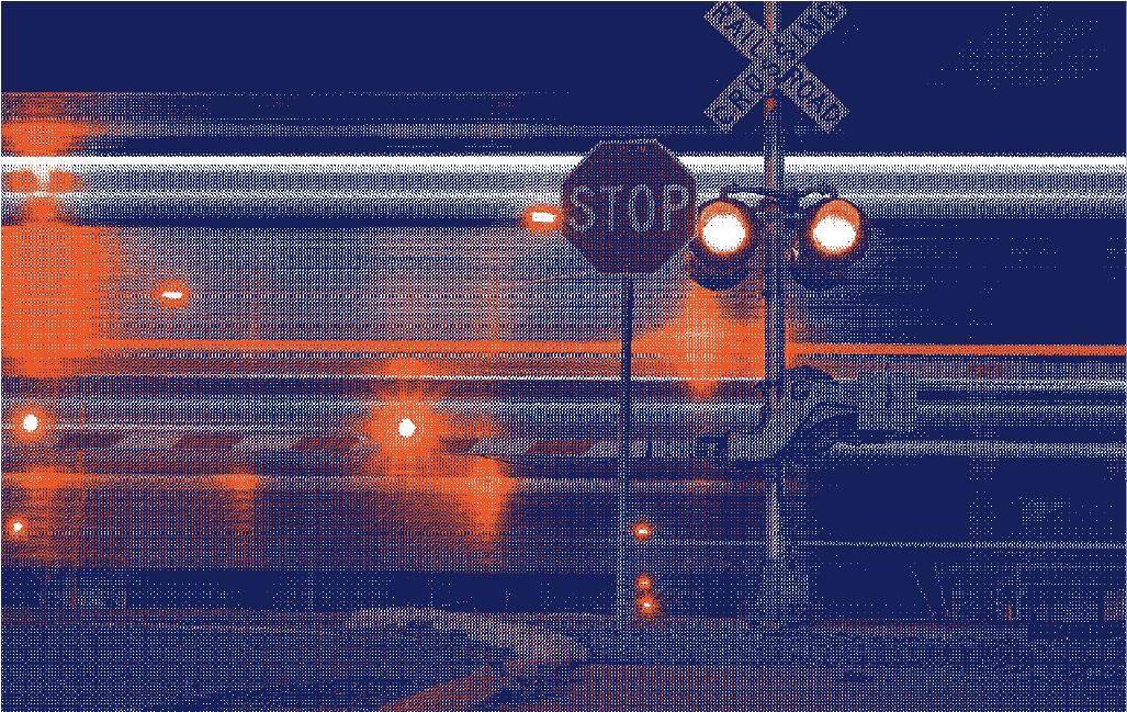 Règles retardées ou arrêtées symbolisées par un passage de train et un panneau stop, illustrant la gestion du cycle menstruel - Marguerite & Cie