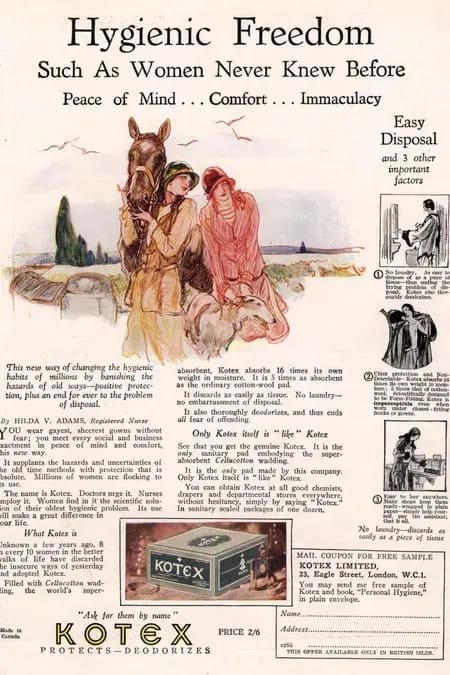 pub pour des protection périodiques kotex des années 1920