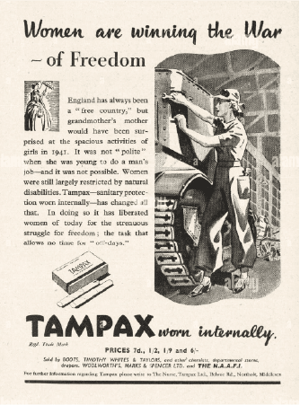 pub pour des protection périodiques tampax des années 1940