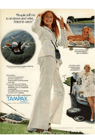 pub pour des protection périodiques tampax des années 1970